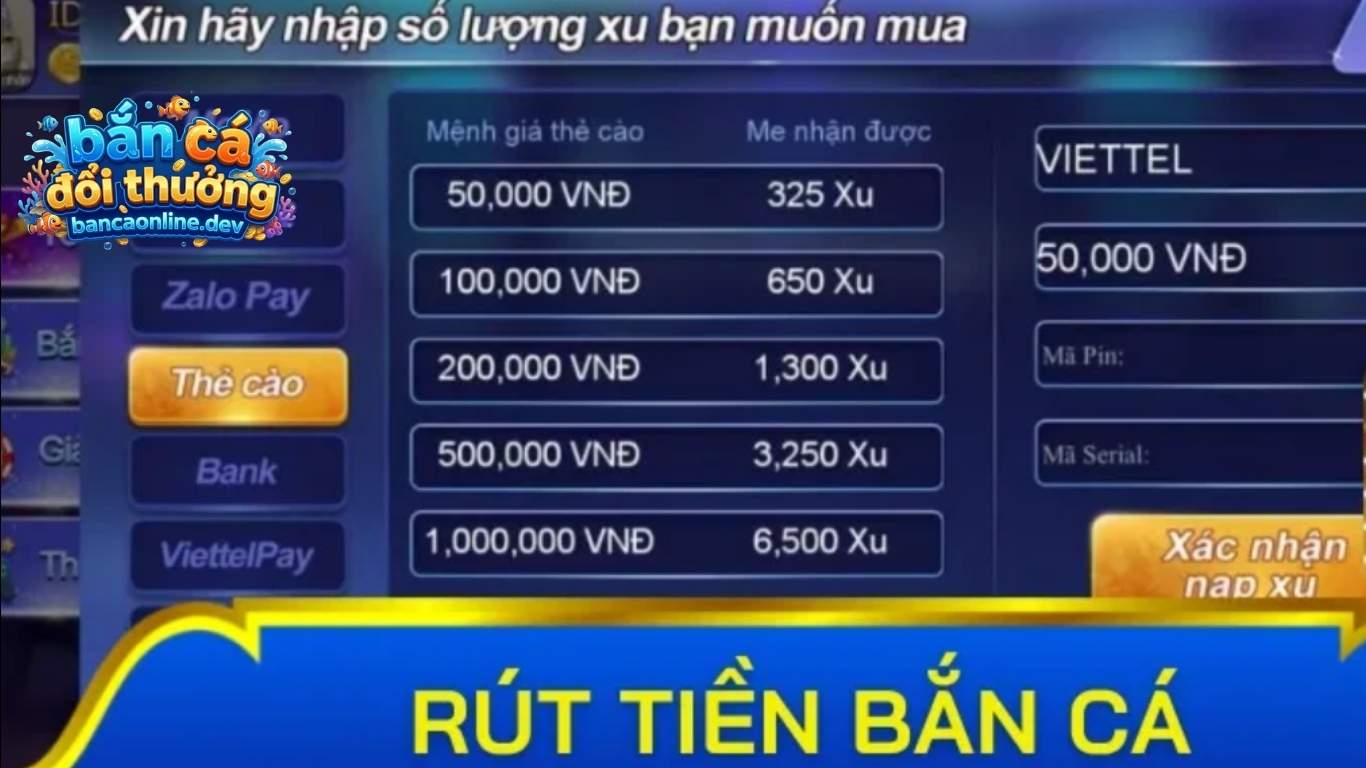 Hướng dẫn cách rút tiền tại sảnh game bắn cá trưc tuyến